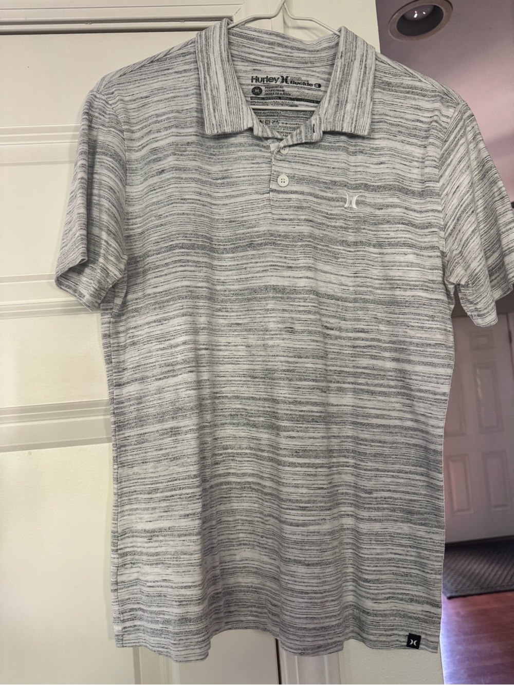 Hurley Light Gray Textured Stripe Polo